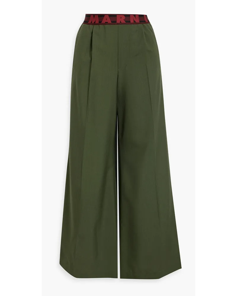 Marni Pleated wool wide-leg pants - Green Green