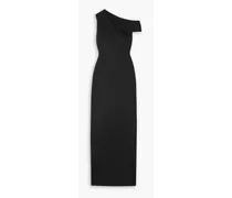 One-shoulder scuba maxi dress - Black