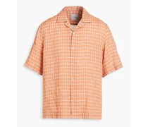 Gingham linen shirt - Orange