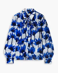 Jason Wu Tie-neck floral-print crepon blouse - Blue Blue