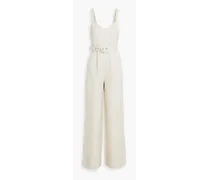 Yvette belted linen-blend wide-leg jumpsuit - White