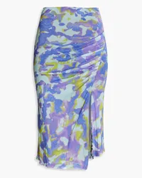 Diane von Furstenberg Dariella reversible gathered printed stretch-mesh skirt - Purple Purple