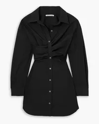 Alexander Wang Ruched cotton-poplin mini shirt dress - Black Black