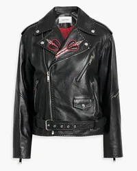 Valentino Garavani Embellished leather biker jacket - Black Black