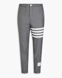 Thom Browne Cropped striped wool-twill track pants - Gray Gray