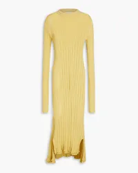 3.1 phillip lim Ribbed cotton-blend midi dress - Yellow Yellow