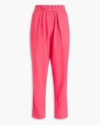 Raquel Allegra Easy pleated cotton, Micro Modal and linen-blend tapered pants - Pink Pink