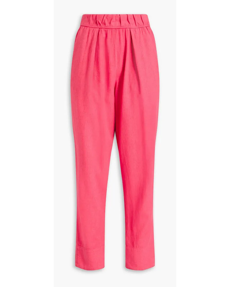 Raquel Allegra Easy pleated cotton, Micro Modal and linen-blend tapered pants - Pink Pink