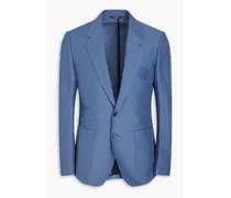 Linen and cotton-blend blazer - Blue