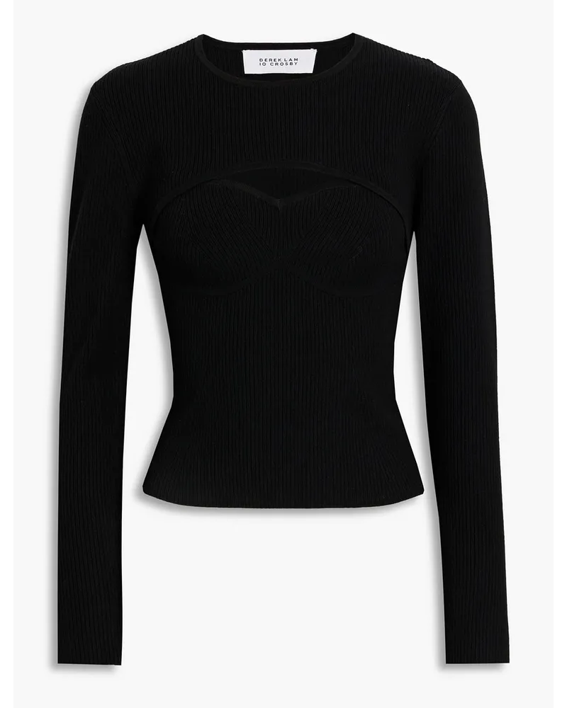 Nessa convertible ribbed-knit top - Black