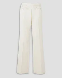 Stella McCartney Embroidered button-embellished grain du poudre wool bootcut pants - White White