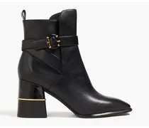 Buckled leather ankle boots - Black