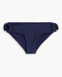 Melissa Odabash Evita ring-embellished ribbed low-rise bikini briefs - Blue Blue