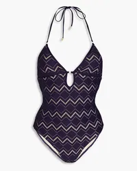 Zimmermann Pointelle-knit halterneck swimsuit - Blue Blue