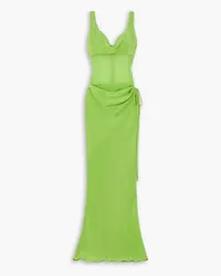 Christopher Esber Cutout draped silk-satin and voile maxi dress - Green Green