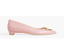 Bedfa buckle-embellished leather point-toe flats - Pink