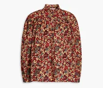 Colline gathered floral-print shirt - Burgundy