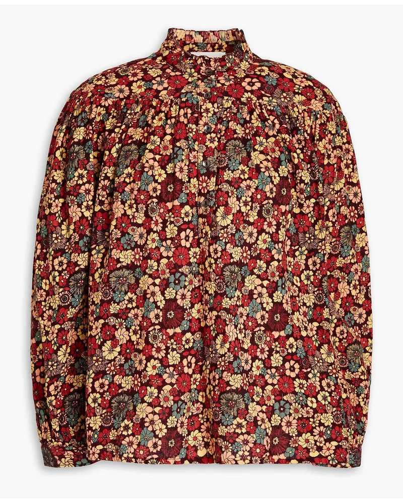 Antik Batik Colline gathered floral-print shirt - Burgundy Burgundy