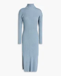 Baum und Pferdgarten Crisana metallic ribbed-knit midi turtleneck dress - Blue Blue