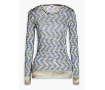 Crochet-knit sweater - Blue