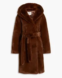 EACH OTHER Belted faux fur hooded coat - Brown Brown