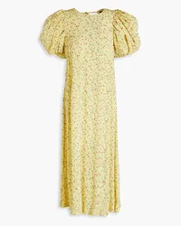 ROTATE Birger Christensen Floral-print jacquard midi dress - Yellow Yellow