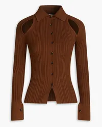 LVIR Cutout ribbed-knit cardigan - Brown Brown