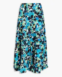 Diane von Furstenberg Venice printed cotton-blend poplin midi skirt - Blue Blue