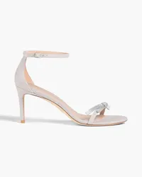 Stuart Weitzman Embellished suede sandals - Gray Gray