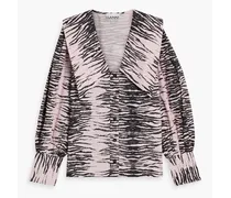 Tiger-print cotton-poplin blouse - Pink