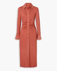 Altuzarra Airlia gathered ribbed stretch-jersey midi shirt dress - Orange Orange