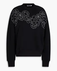 Vivetta Embroidered French cotton-blend terry sweatshirt - Black Black