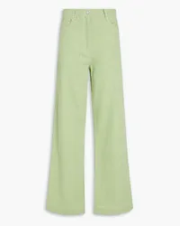 ROTATE Birger Christensen Lymma striped cotton-blend straight-leg pants - Green Green