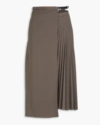 tibi Pleated crepe midi wrap skirt - Neutral Neutral