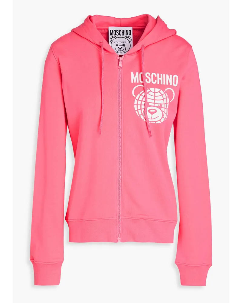 Moschino Printed French cotton-terry hooded sweatshirt - Pink Pink