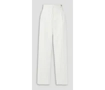 Cornelia pinstriped wool tapered pants - White