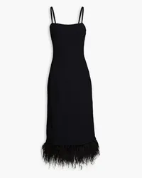 Frame Denim Cutout feather-embellished crochet midi dress - Black Black