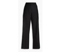 Pinstriped wool-blend twill wide-leg pants - Black