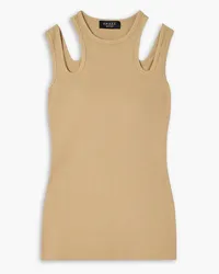 A.W.A.K.E. Cutout ribbed stretch-cotton jersey tank - Neutral Neutral