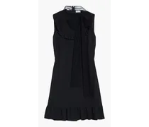 Pussy-bow point d'esprit-paneled crepe mini dress - Black