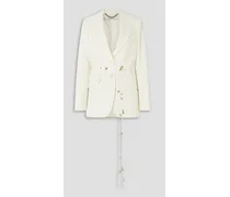 Embellished twill blazer - White