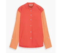 Wesley two-tone cotton-poplin shirt - Orange