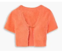 Neve cropped brushed stretch-knit cardigan - Orange