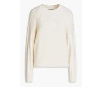 Cable-knit cashmere sweater - White