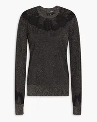 Dolce & Gabbana Lace-trimmed metallic knitted sweater - Black Black