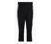 Cropped wool-blend twill tapered pants - Black