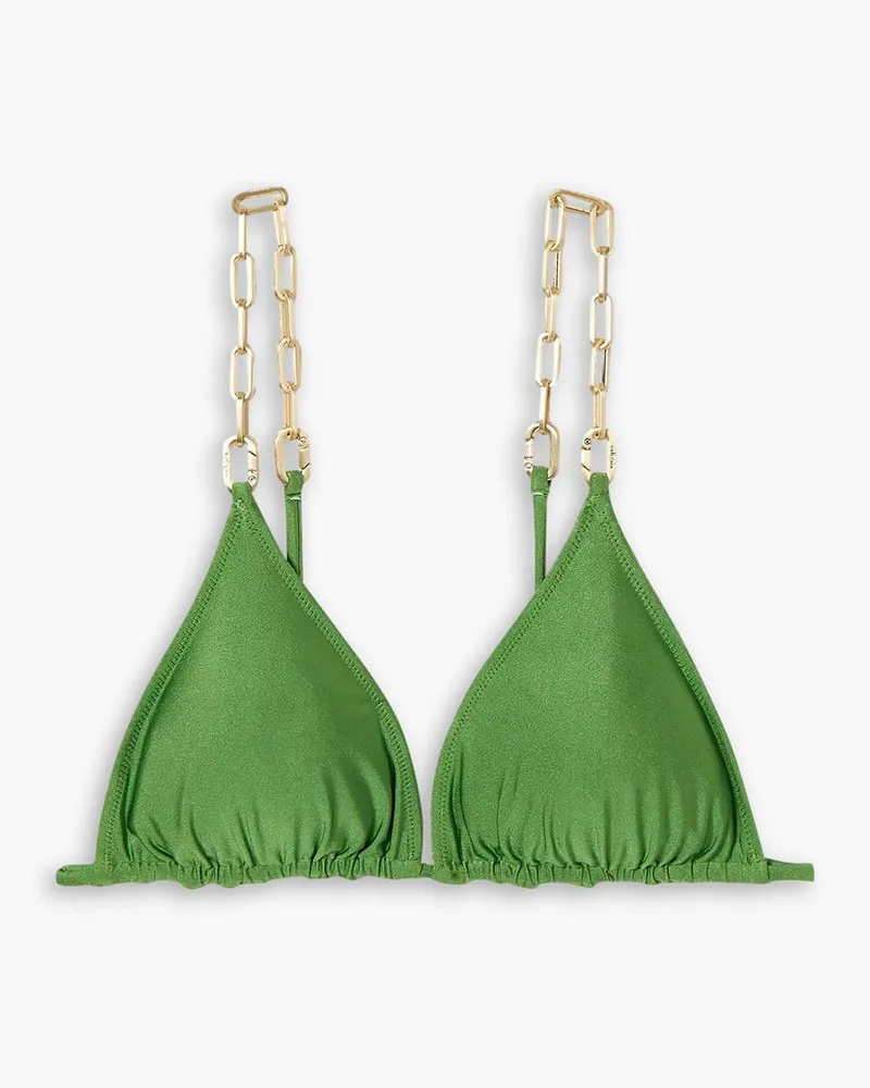 Cult Gaia Sanam embellished triangle bikini top - Green Green