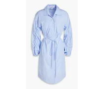 Jayce gathered cutout cotton-poplin mini shirt dress - Blue