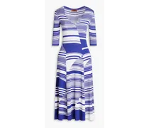 Missoni Striped ribbed-knit cotton and wool-blend midi dress - Blue Blue