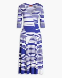 Missoni Striped ribbed-knit cotton and wool-blend midi dress - Blue Blue